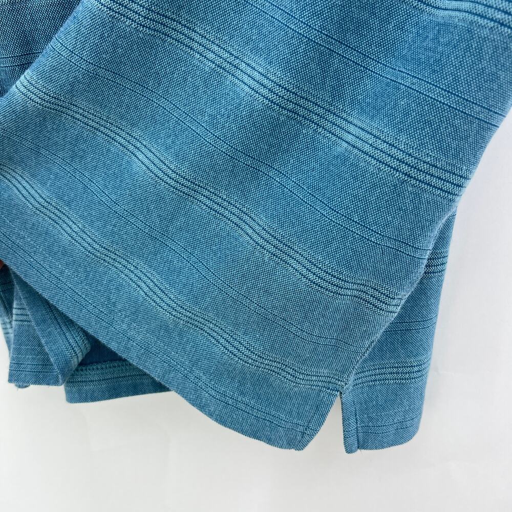 VTG 90s Hudson River XL Blue Striped Short Sleeve Polo Shirt Dadcore Tee - Picture 5 of 8